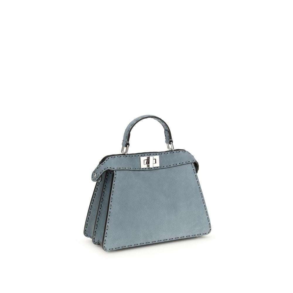 Borsa a Mano Small Fendi Peekaboo ISeeU in Pelle di Vitello Azzurra