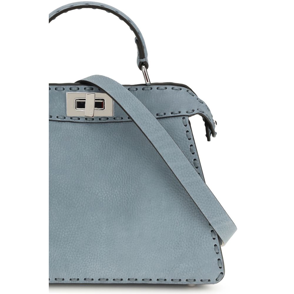 Borsa a Mano Small Fendi Peekaboo ISeeU in Pelle di Vitello Azzurra