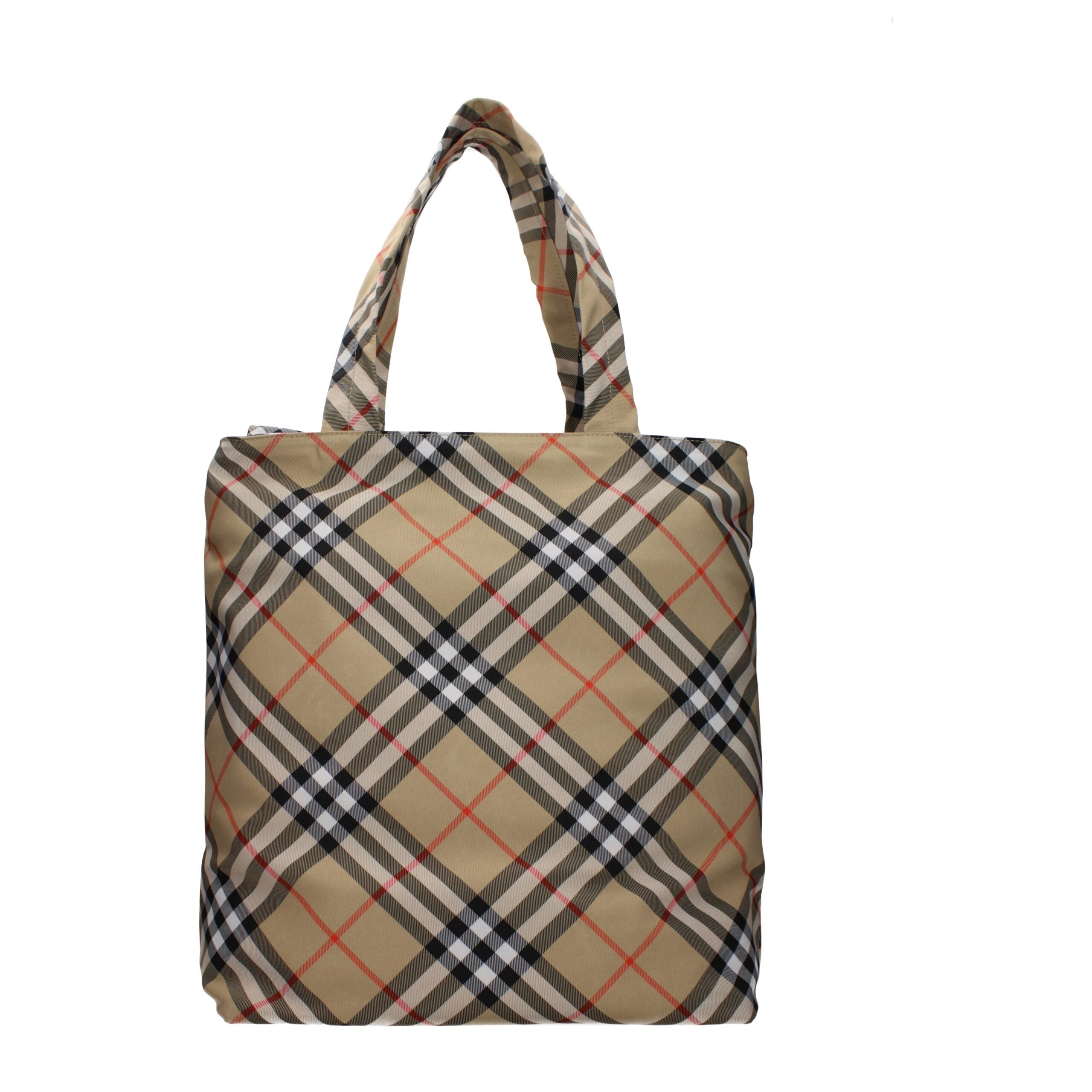 Borsa a Spalla Burberry Large in Tessuto Beige, Logo Frontale