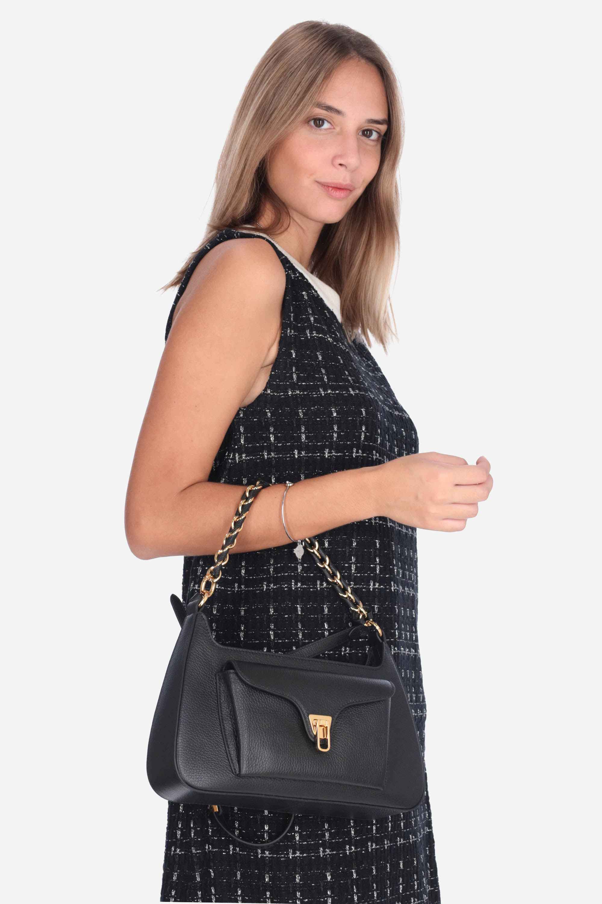 Borsa a Spalla Coccinelle Beat Generation Media in Pelle Nera