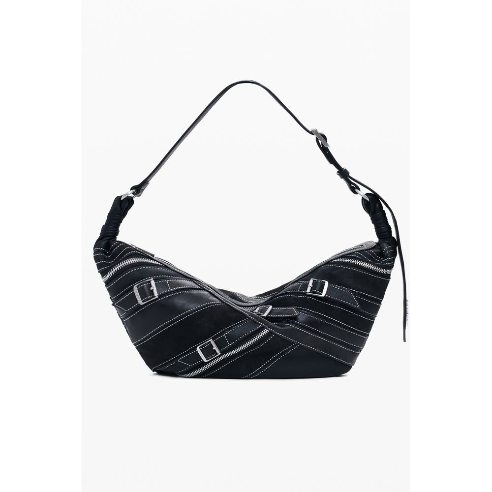 Borsa a Spalla Desigual Fibonacci Munster 2.0 in Polietilene Nero, Tracolla Regolabile
