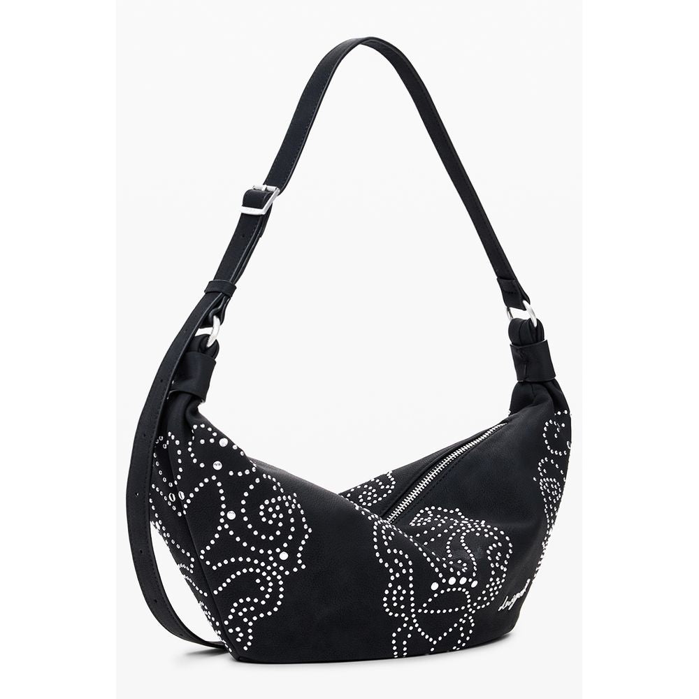 Borsa a Spalla Desigual MUNSTER POKER FACE in Polietilene Nero, Borchie