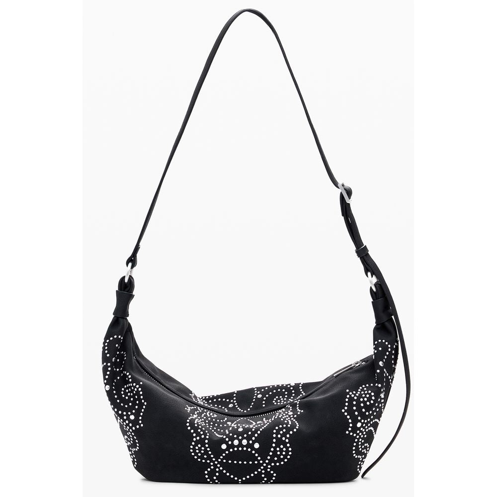 Borsa a Spalla Desigual MUNSTER POKER FACE in Polietilene Nero, Borchie