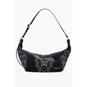Borsa a Spalla Desigual MUNSTER POKER FACE in Polietilene Nero, Borchie