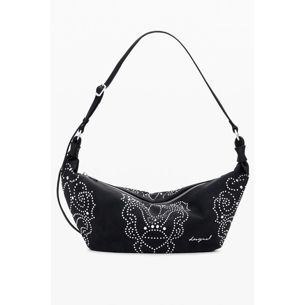 Borsa a Spalla Desigual MUNSTER POKER FACE in Polietilene Nero, Borchie