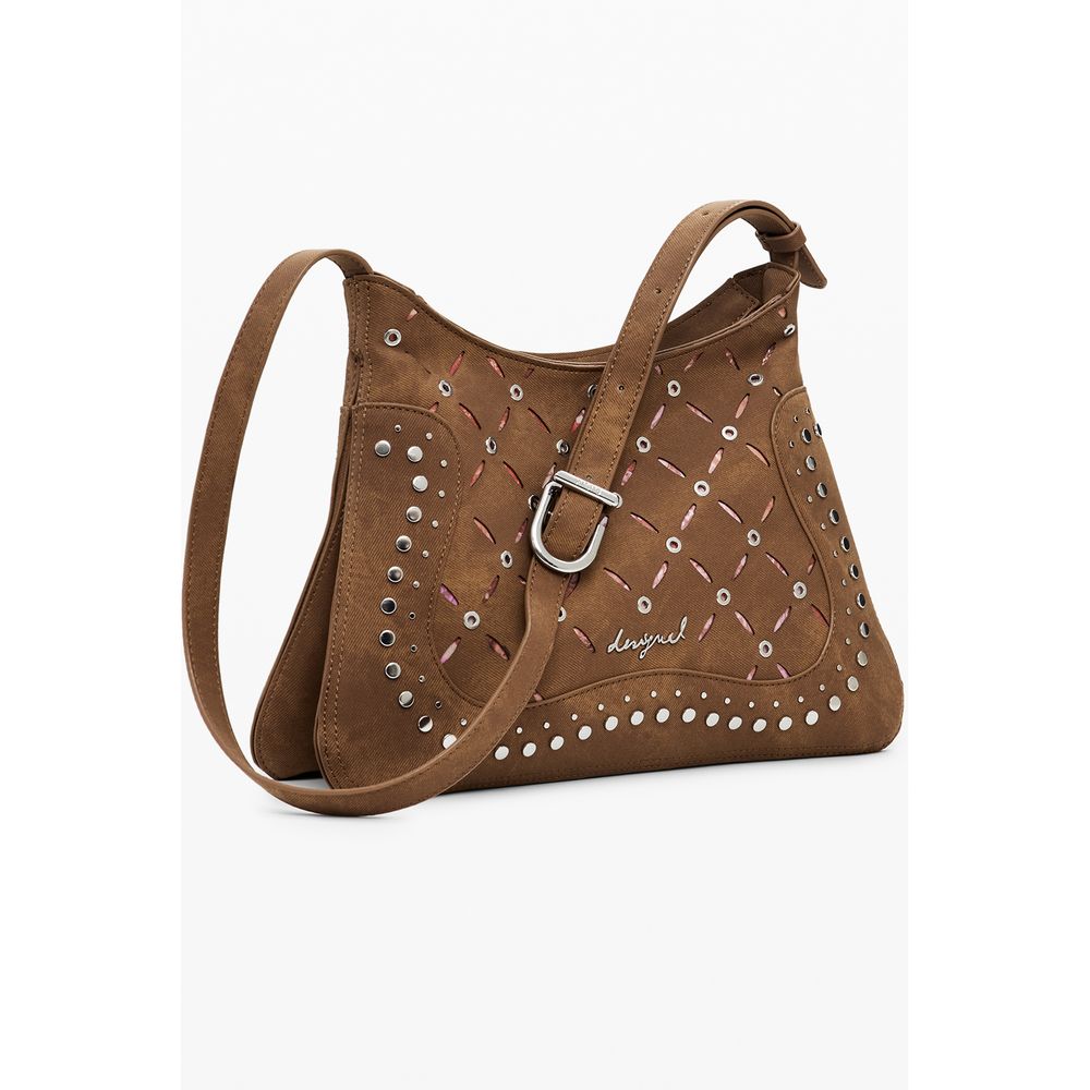 Borsa a Spalla Desigual Yankee Manaos in Polietilene Marrone, 2 Scomparti