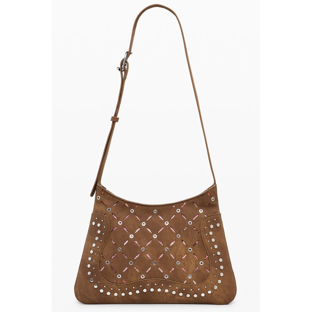 Borsa a Spalla Desigual Yankee Manaos in Polietilene Marrone, 2 Scomparti