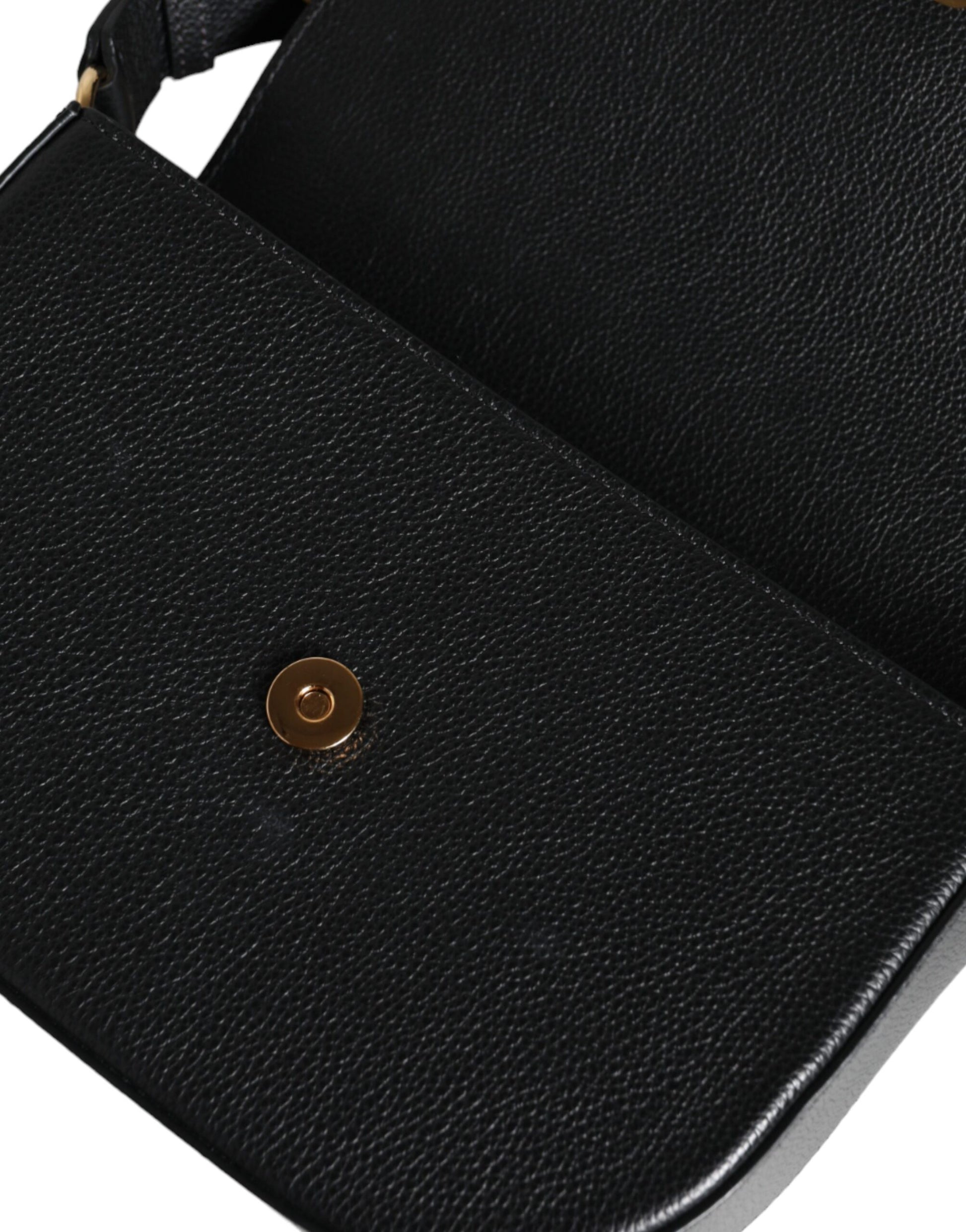 Borsa a Spalla Versace in Pelle di Vitello Nera, Tracolla Regolabile 60cm