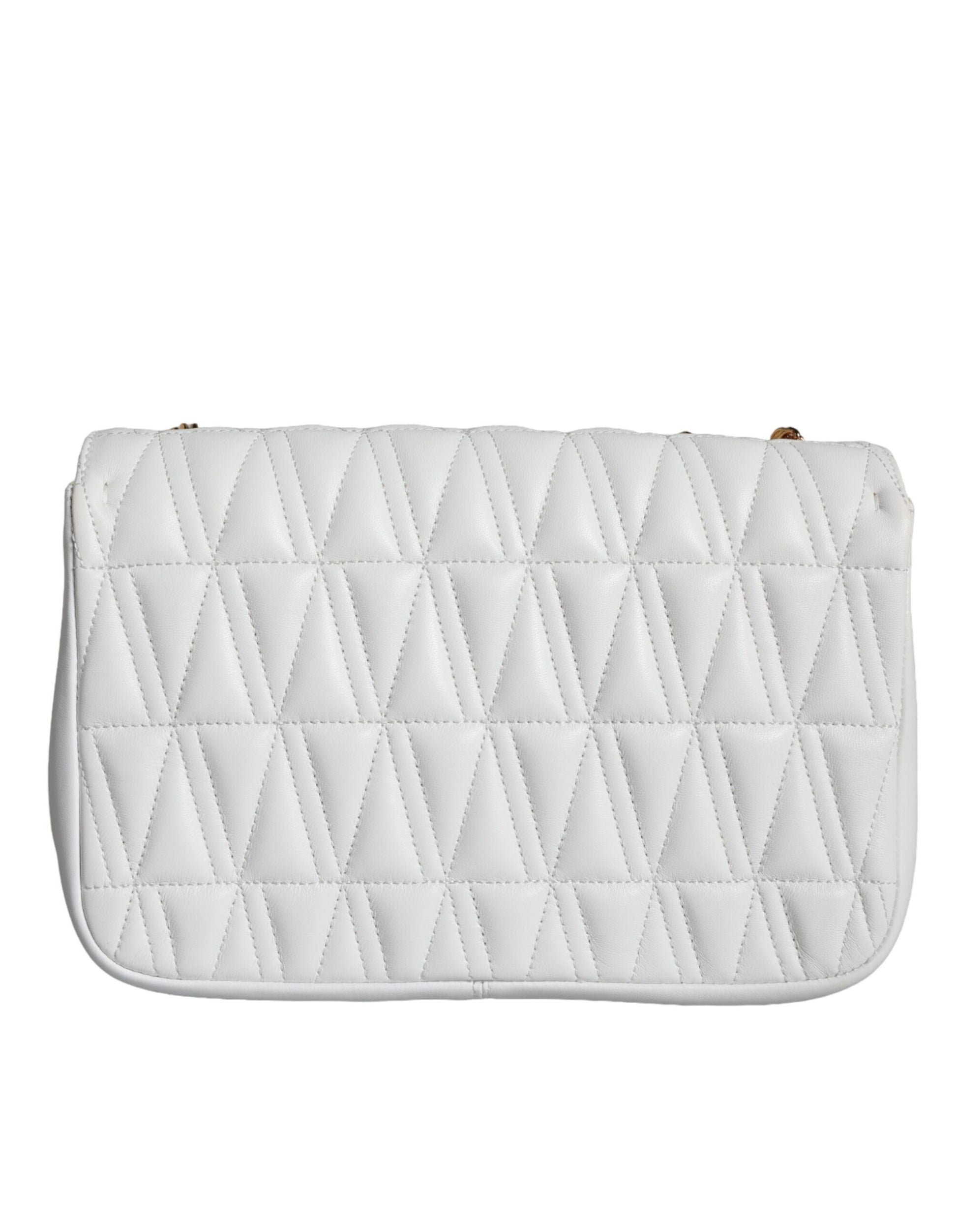 Borsa a Tracolla Mini Versace in Nappa Bianca, Chiusura Magnetica