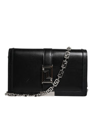 Borsa a Tracolla Versace in Pelle di Vitello Nera, Catena 100cm