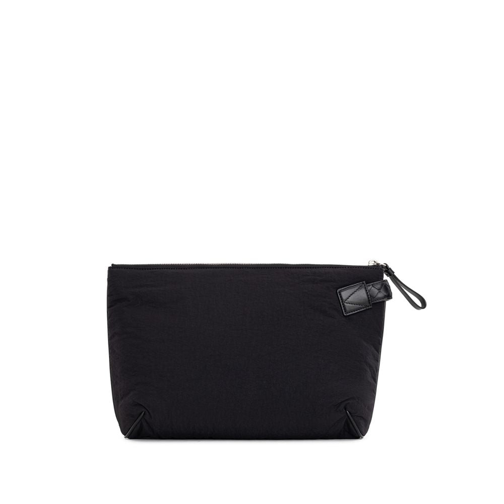 Bottega Veneta Clutch Light Paper Nera in Nylon Imbottito e Pelle