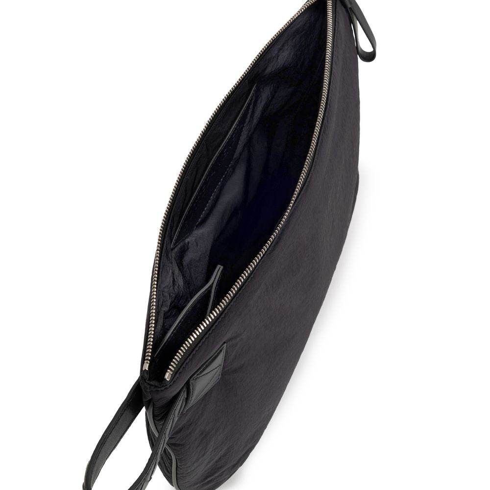 Bottega Veneta Clutch Light Paper Nera in Nylon Imbottito e Pelle