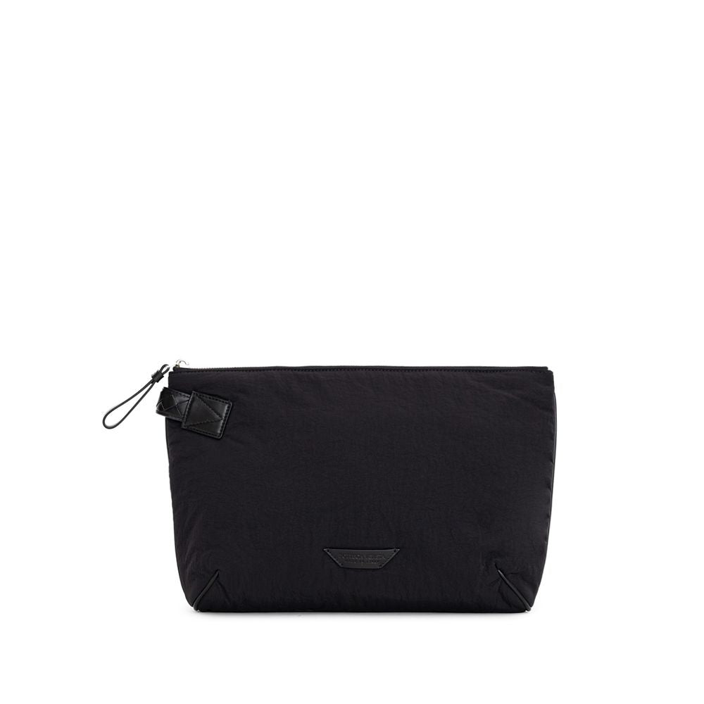 Bottega Veneta Clutch Light Paper Nera in Nylon Imbottito e Pelle