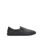 Bottega Veneta Low Top Slip-On Uomo in Pelle di Vitello Nera Intrecciato