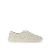 Bottega Veneta Low Top Uomo in Pelle di Vitello Bianca, Chiusura Stringata