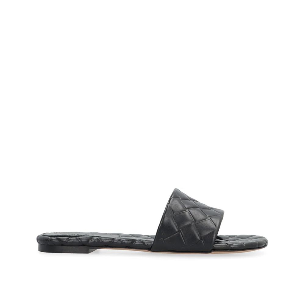 Bottega Veneta Mules Donna in Pelle di Agnello Nera, Intrecciato e Open Toe