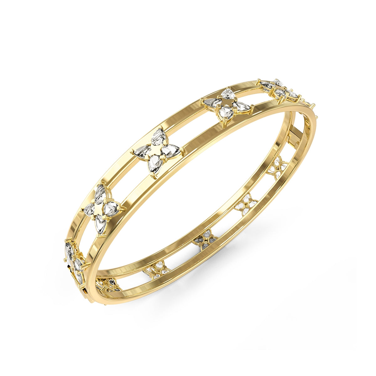 Guess Double Heart Crystal Chain Bracelet in Yellow Gold JUBB05497JWYGS