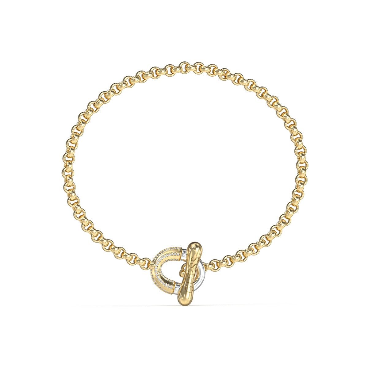 Guess JUBB05372JWYGRHS Two-Tone Crystal Logo Chain Bracelet