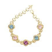 Bracciale Catena Logo Cristalli Multicolor Guess Oro Giallo JUBB05311JWYGMCS