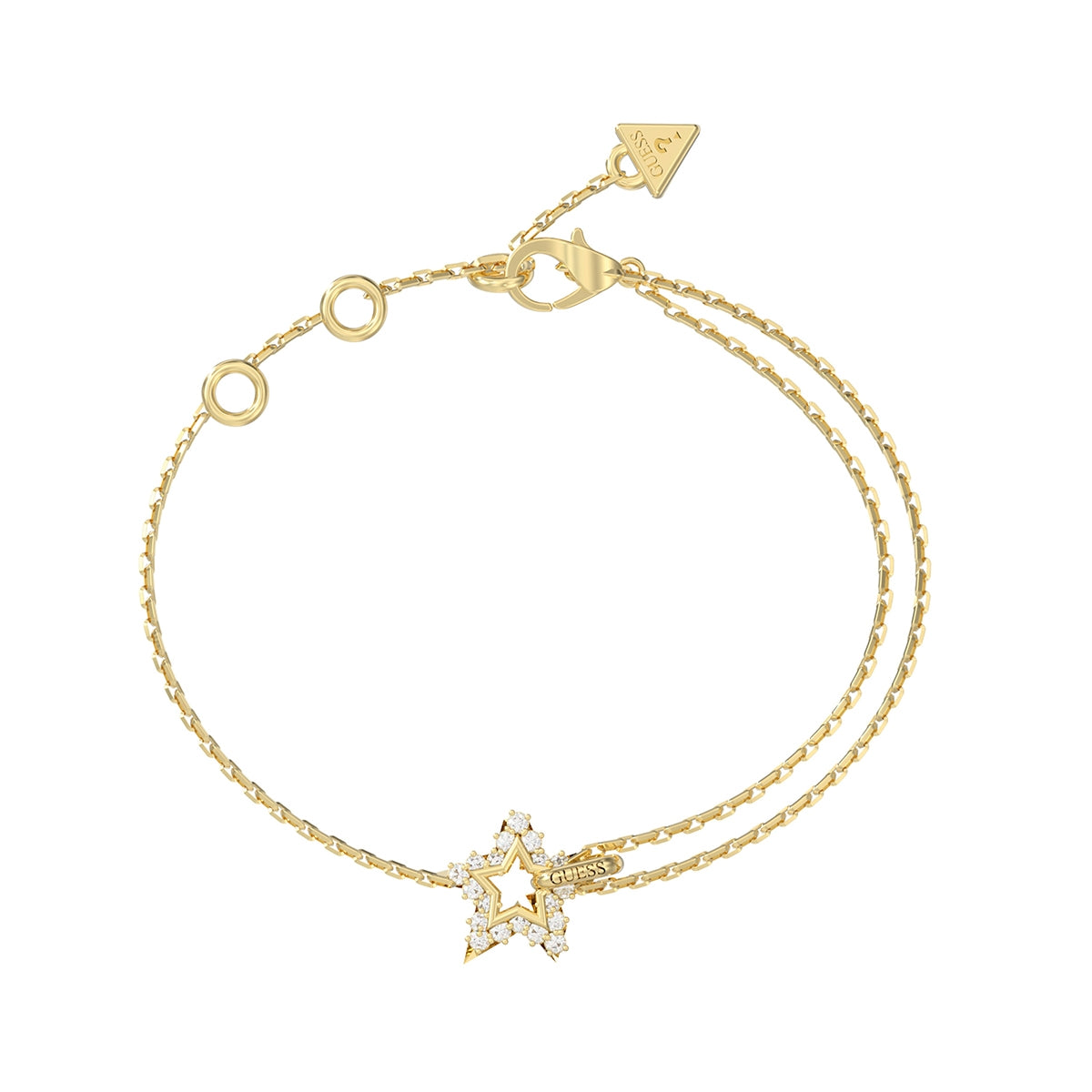 Guess Round Logo Crystal Chain Bracelet Yellow Gold JUBB05538JWYGS