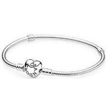Bracciale Catena Snodata Chiusura a Cuore Pandora Argento 925 Lunghezza 19 cm 590719-19