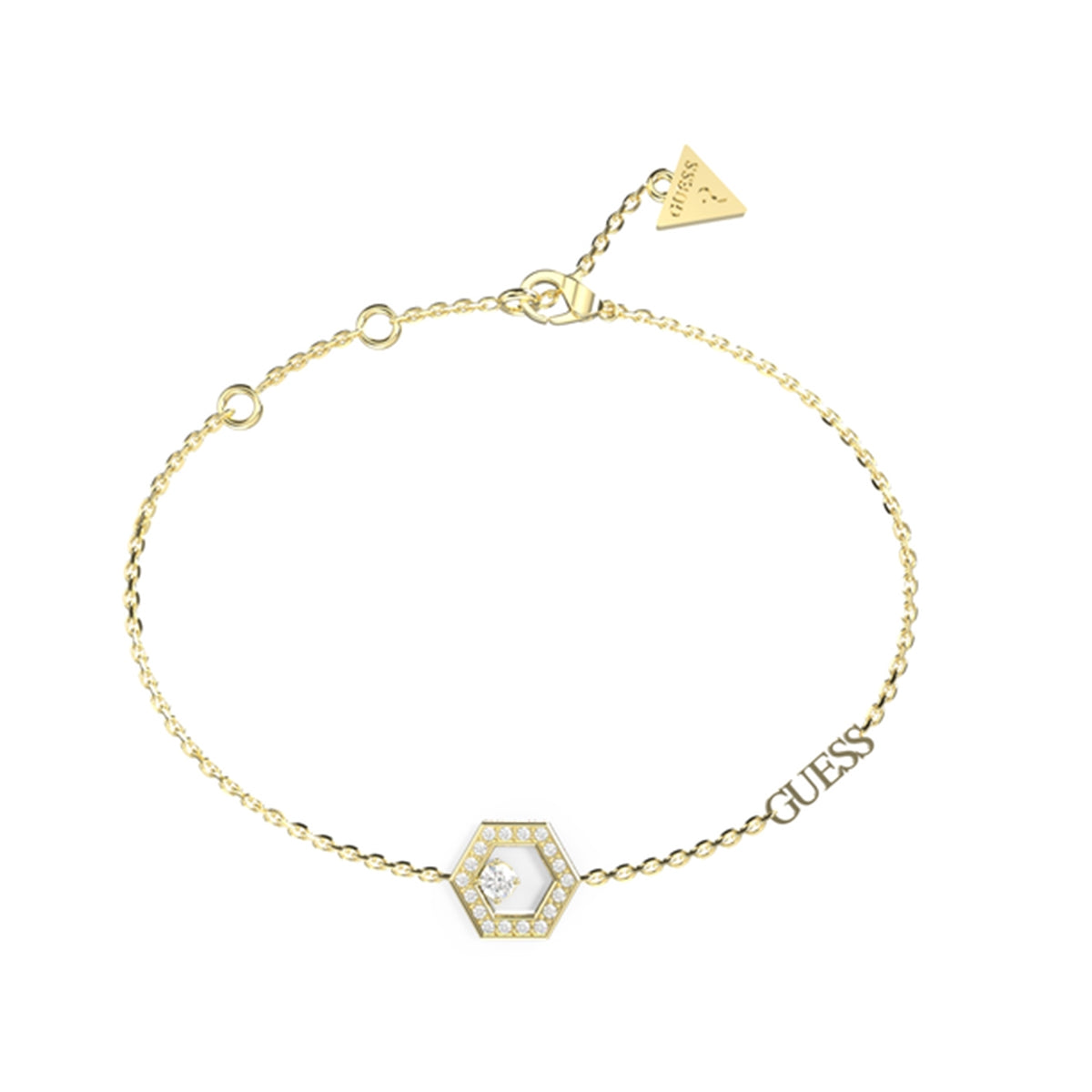 Guess Yellow Gold Crystal Star Chain Bracelet JUBB04650JWYGS