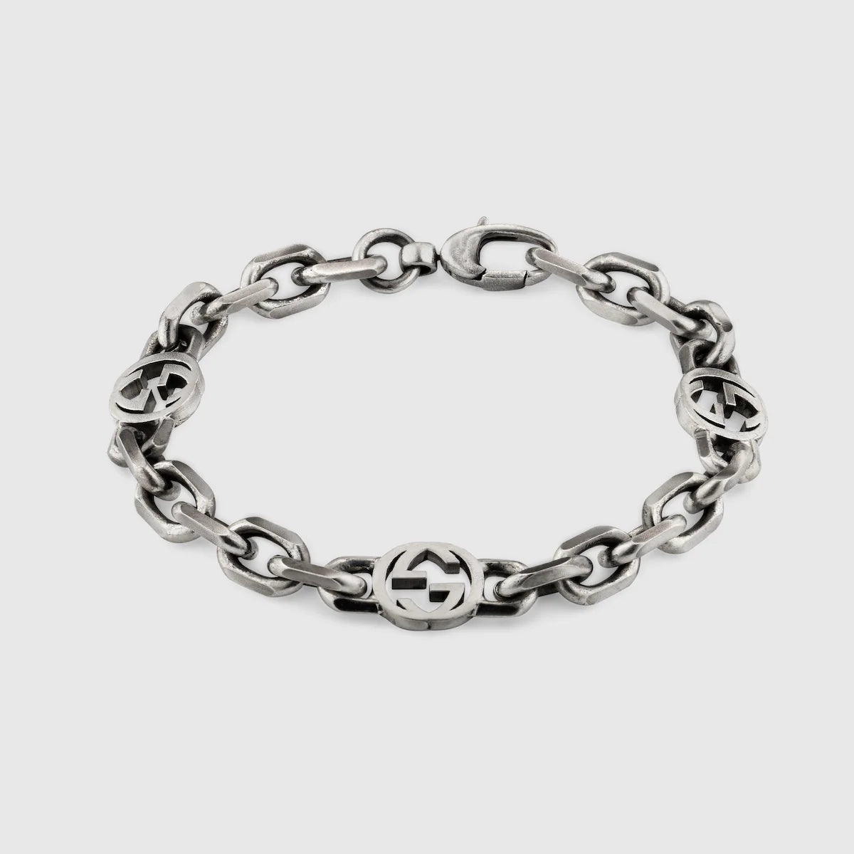 Bracciale Gucci Interlocking G YBA620798001 argento 925 anticato