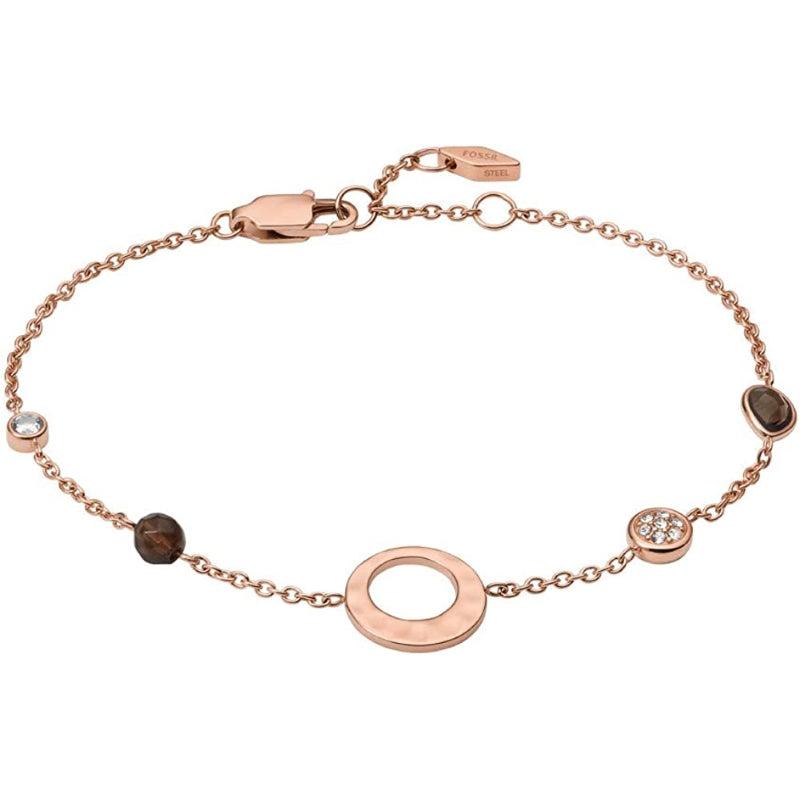 Bracciale Pelle Intrecciata Doppio Giro Fossil Marrone JF03548791