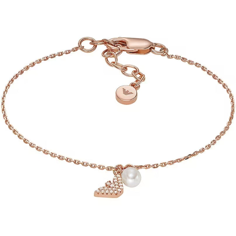 Bracciale Pelle Intrecciata Logo Emporio Armani Marrone EG3575221