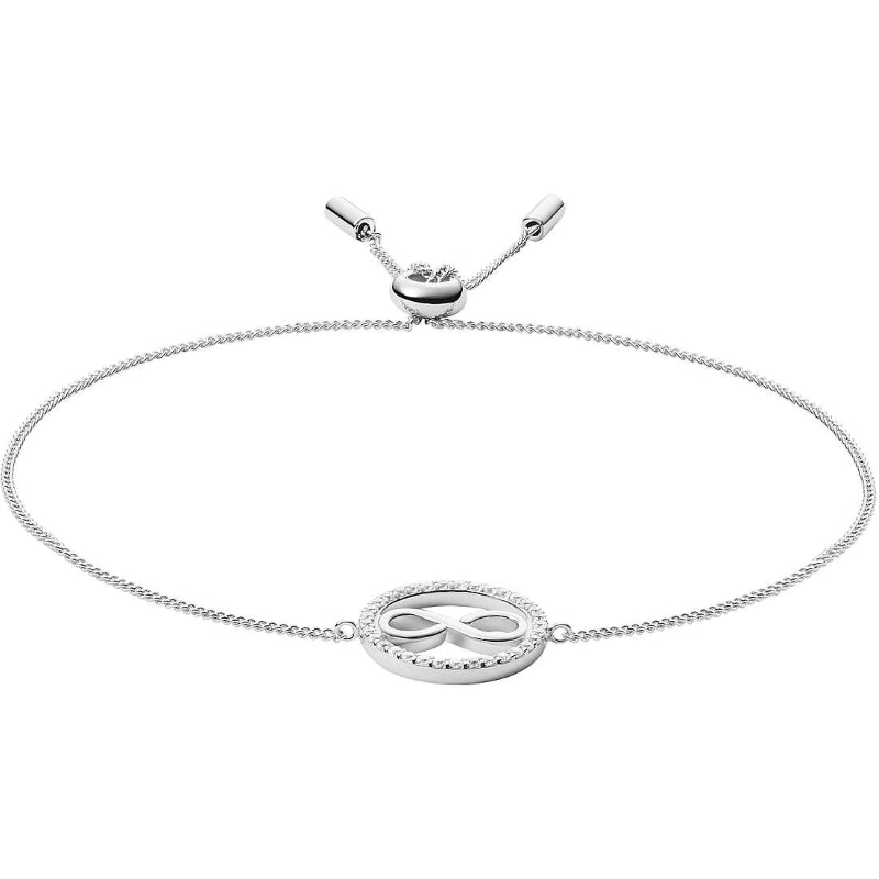 Bracciale Pelle Intrecciata Logo Fossil Acciaio Nero JFS00522040