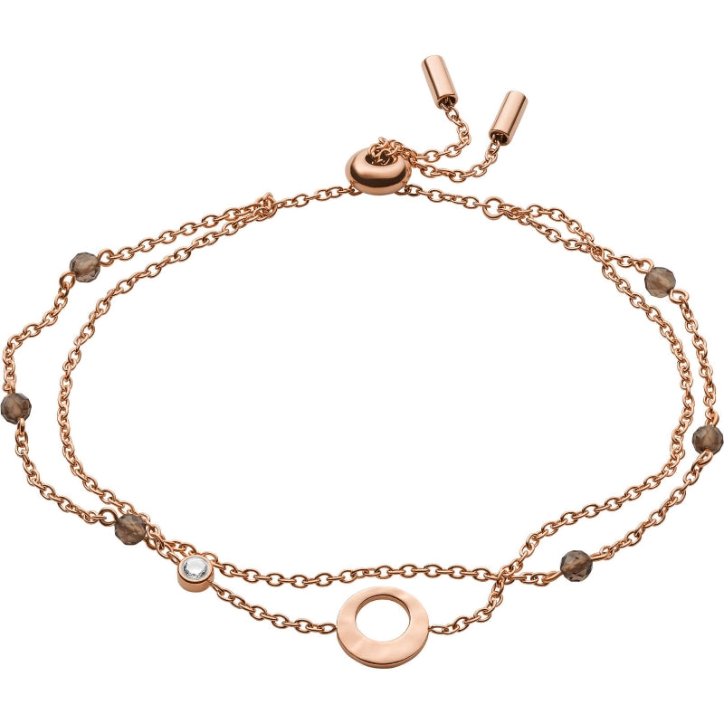 Bracciale Pelle Intrecciata Rigido Fossil Marrone JF03549791