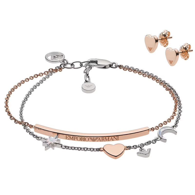 Bracciale Perline Legno e Acciaio Emporio Armani Marrone EG3417221