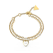 Bracciale Rigido Bicolore Logo Cristalli Guess JUBB04206JWYGRHS