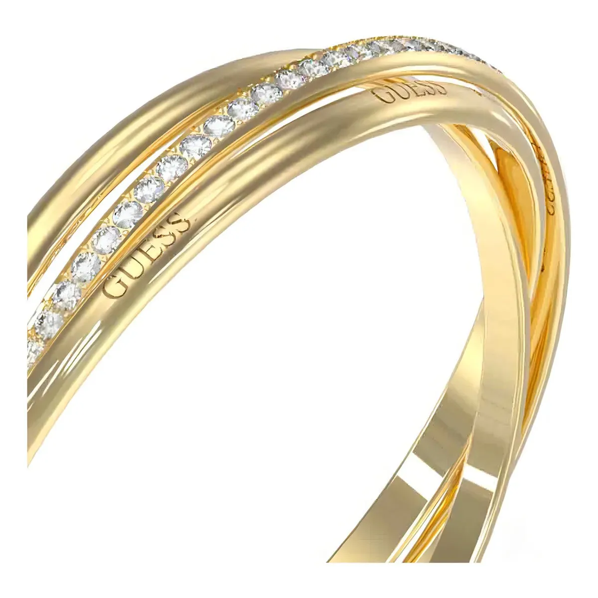 Bracciale Rigido Guess in Acciaio PVD Oro con Zirconi Bianchi