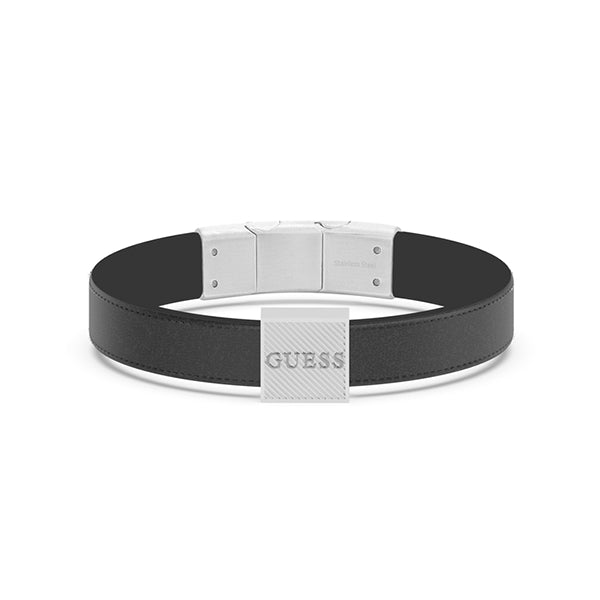 Guess Men's Two-Tone Leather Bracelet in Steel JUMB03031JWSTBKT-U