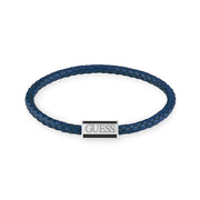 Bracciale Uomo Pelle Intrecciata Logo Guess Acciaio JUMB02141JWSTJBS