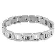 Guess Logo Beaded Men's Bracelet in Steel JUMB01342JWSTT-U