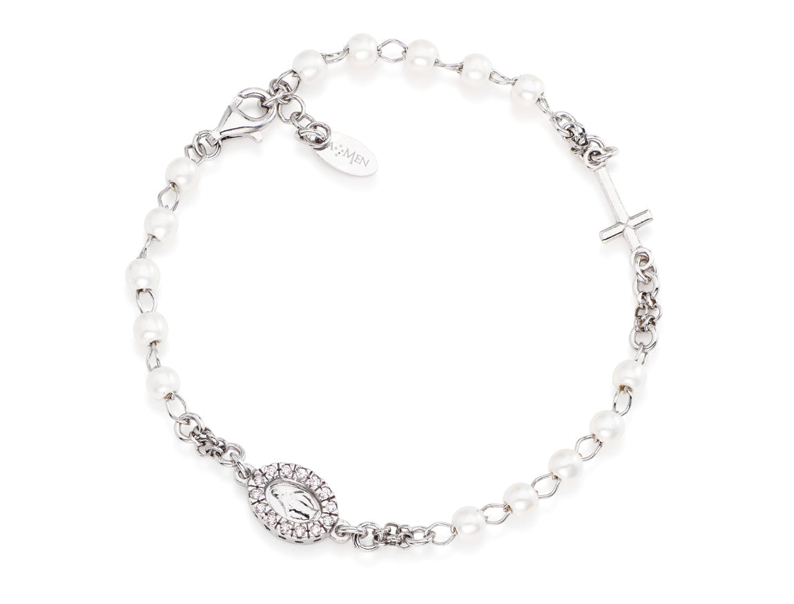 Amen Women's Rosary Bracelet with Pearls BROBBZ-M3