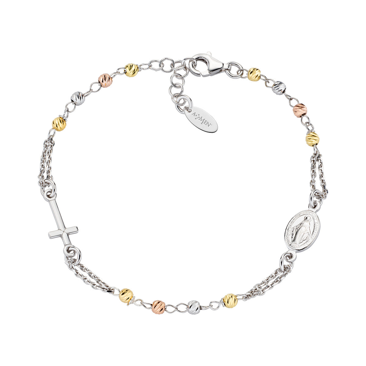 Amen rosary bracelet for women, silver rosaries BROBBRGD3