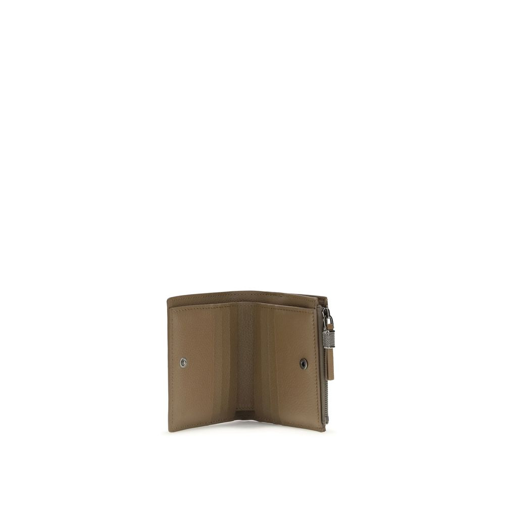 Brunello Cucinelli Beige Calf Leather Bos Taurus Wallet