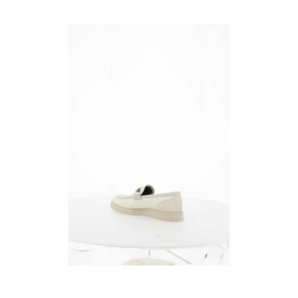 Brunello Cucinelli Mocassini Beige in Suede con Iconic Beads