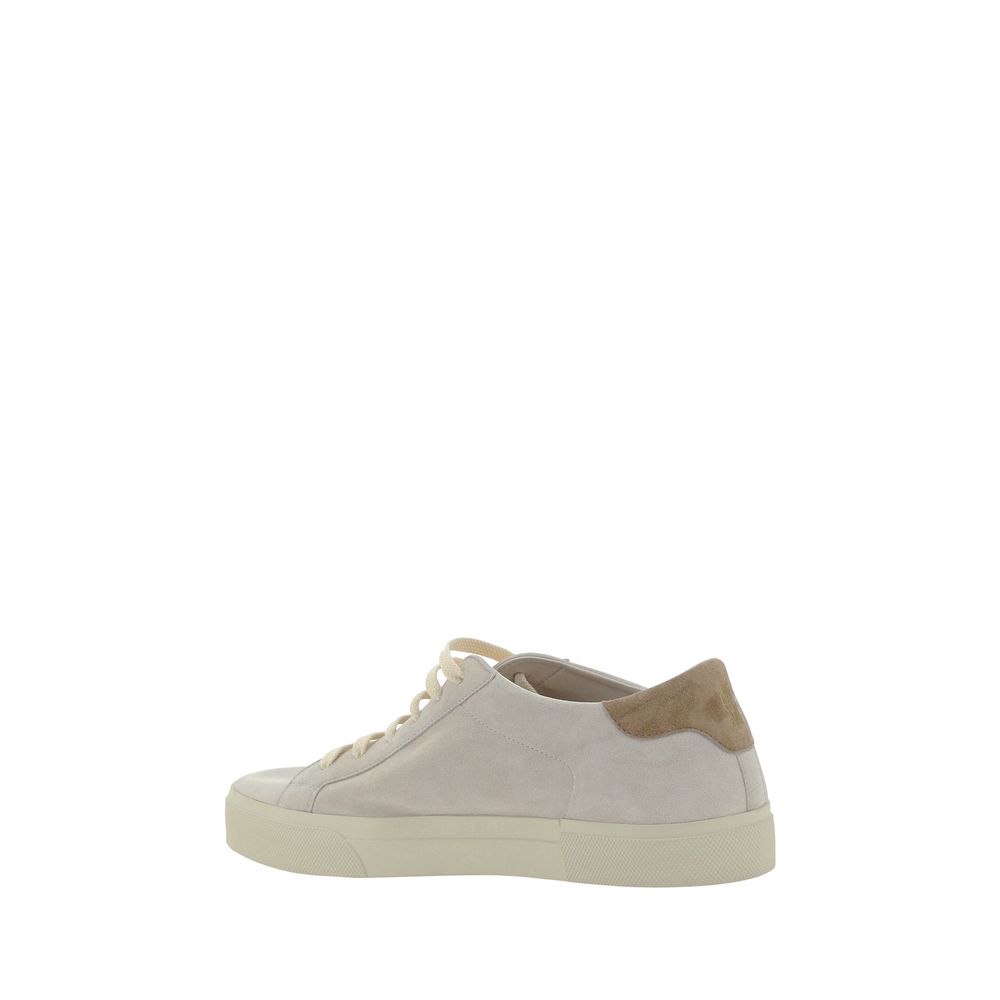 Brunello Cucinelli Sneakers Uomo in Pelle di Vitello Bianca e Suede, Made in Italy