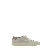 Brunello Cucinelli Sneakers Uomo in Pelle di Vitello Bianca e Suede, Made in Italy