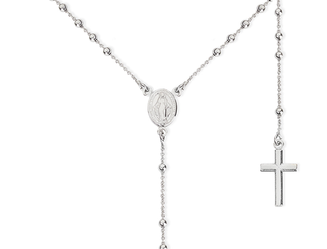 Amen Unisex Rosary Necklace in Silver CRO25B