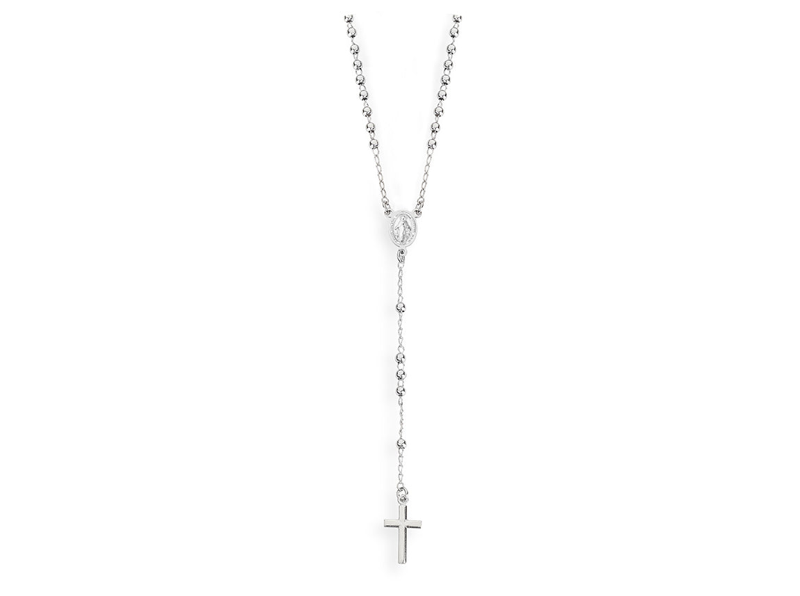Amen Unisex Rosary Necklace in Silver CRO30B