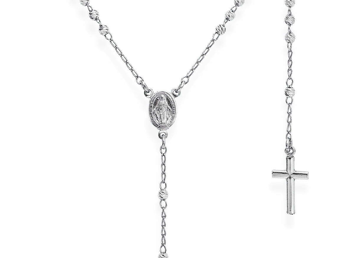 Amen Unisex Rosary Necklace in Silver CRO30BD