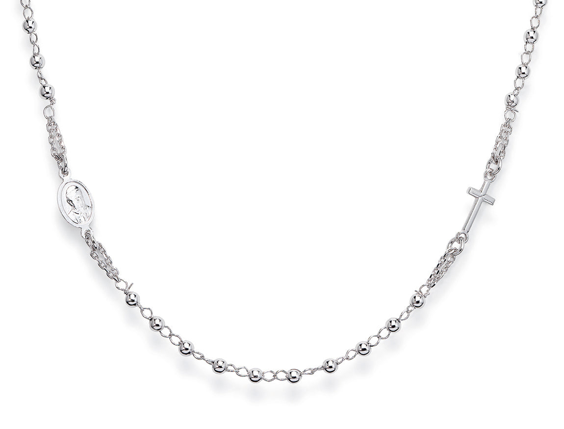 Amen Unisex Rosary Necklace in Silver CROB3