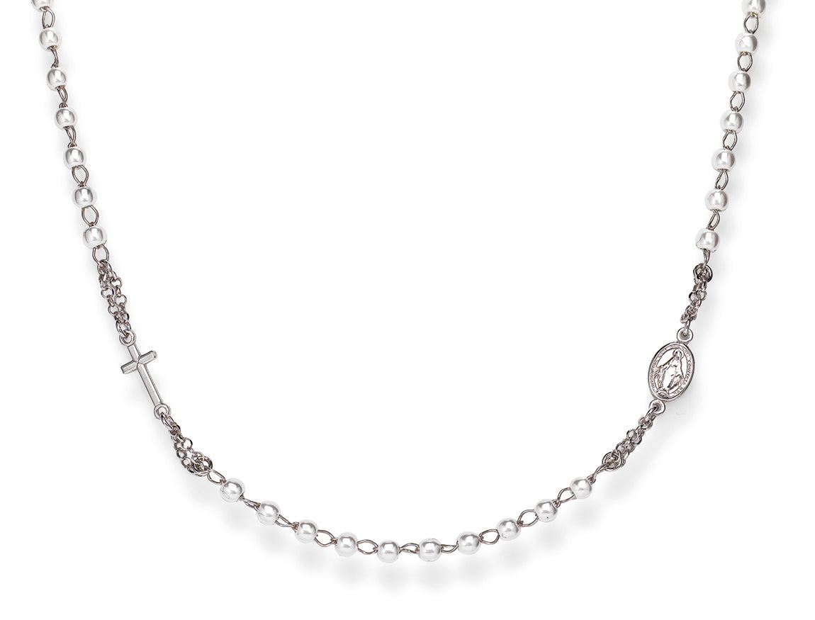 Amen unisex rosary necklace with pearls CROBB3
