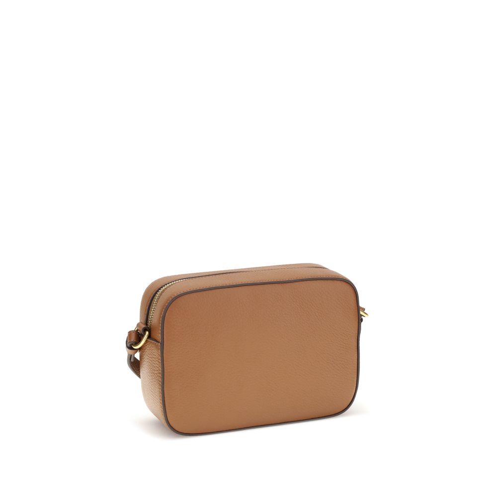 Camera Bag Coccinelle Beat in Pelle con Chiusura a Plettro Colore Cognac