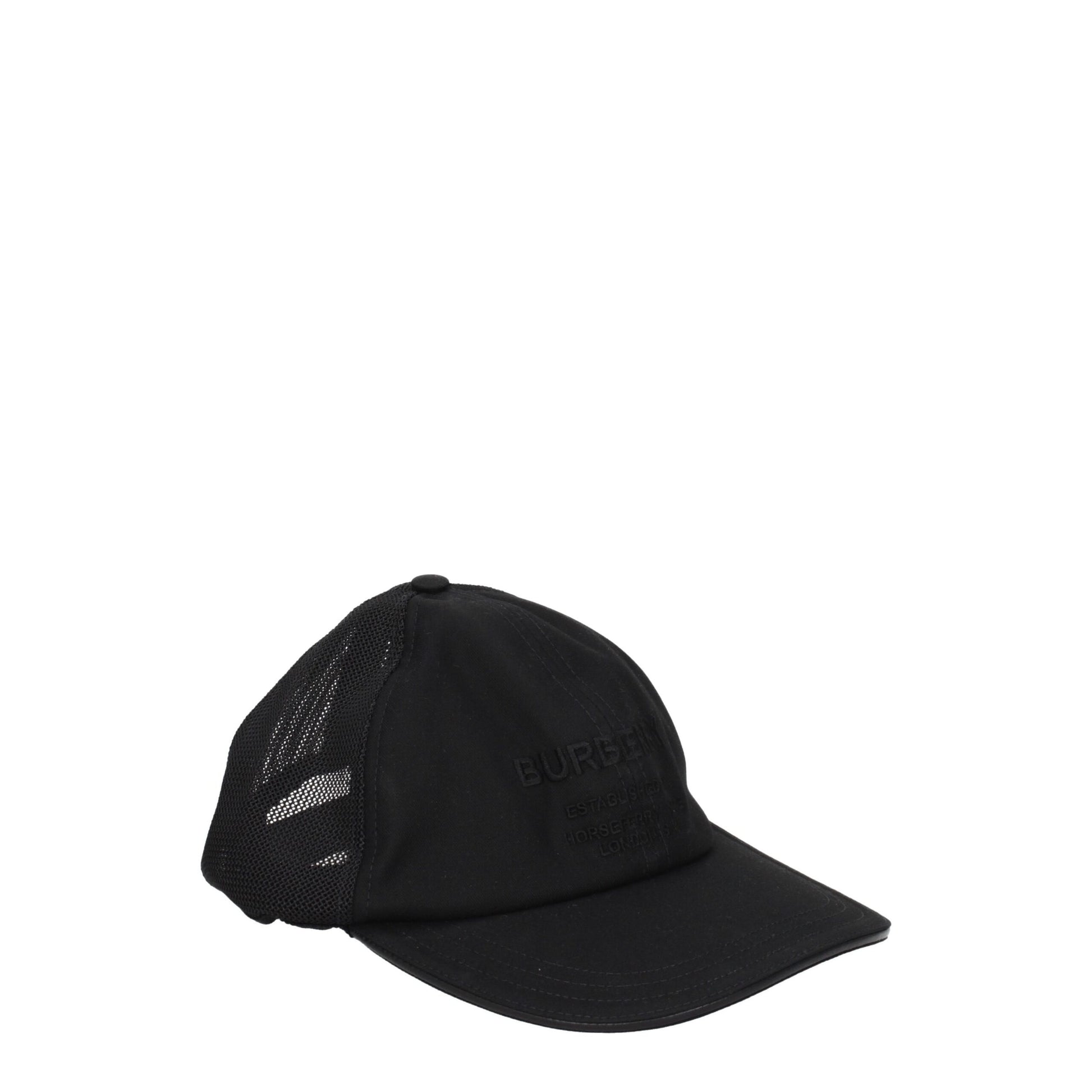 Cappello Baseball Burberry in Cotone Nero, Logo Frontale